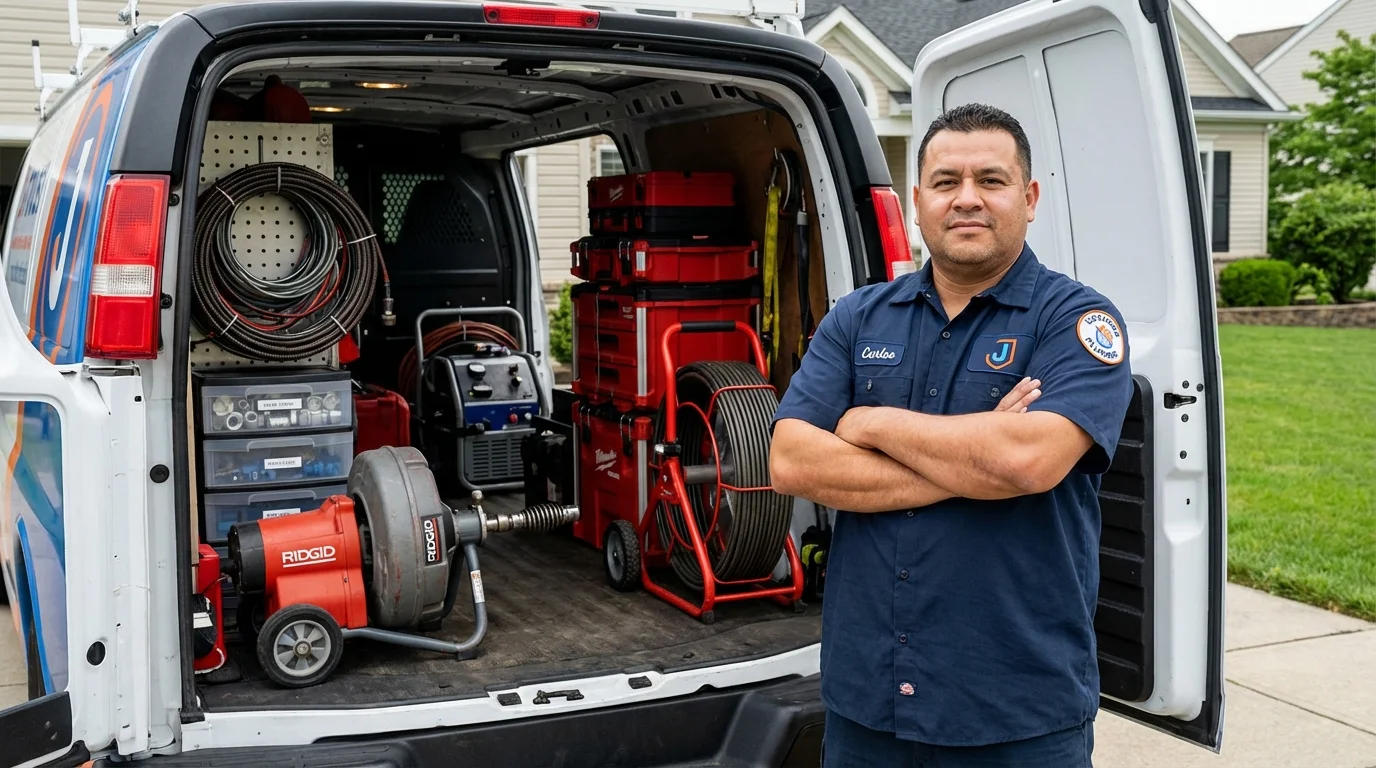Professional drain cleaning equipment and Johns Plumbing LLC plumber in Fountain