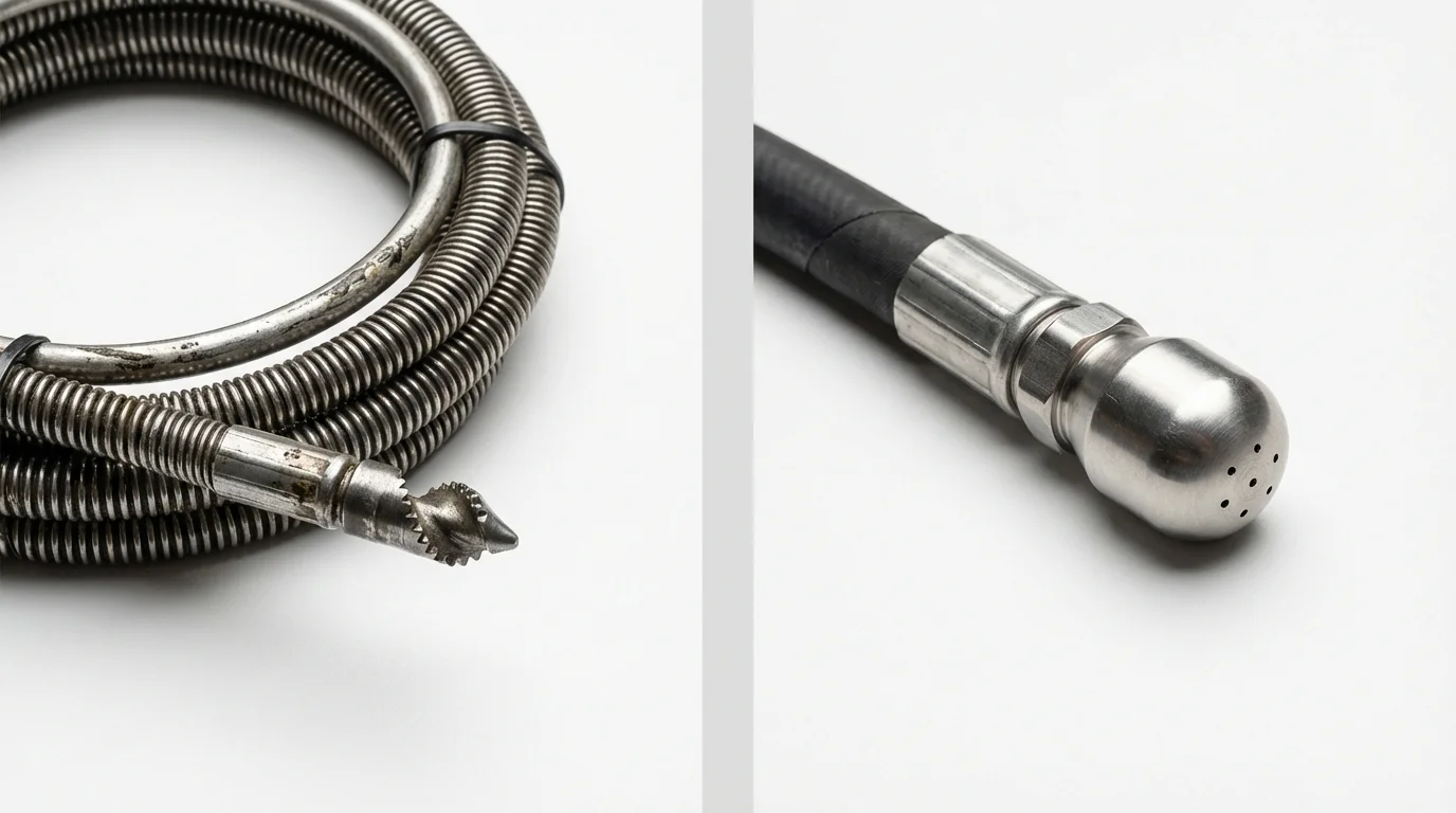 Drain snake cable and hydro jetting nozzle used for drain cleaning in Fountain, CO