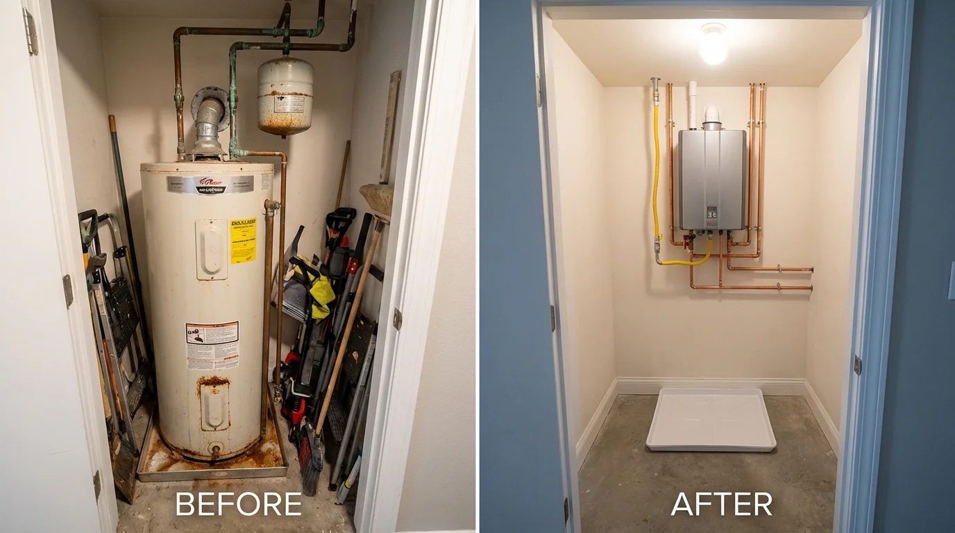 Tank water heater versus wall-mounted tankless unit comparison for Fountain, CO homeowners
